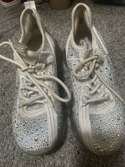 White Rhinestone Embellished Sneakers
