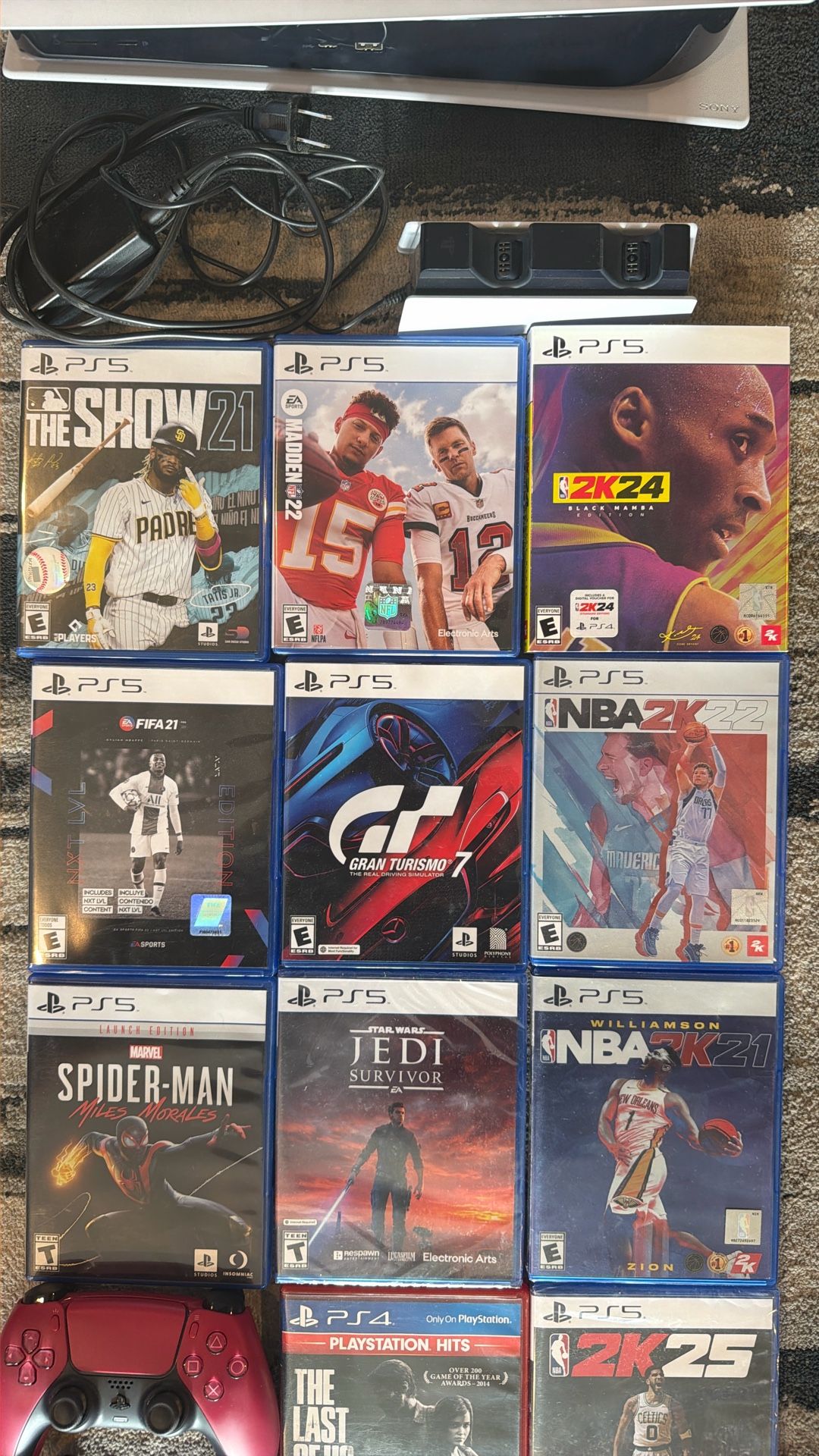 PS5 Like New Bundle w/11 Games, 2 Controllers and PlayStation Charger