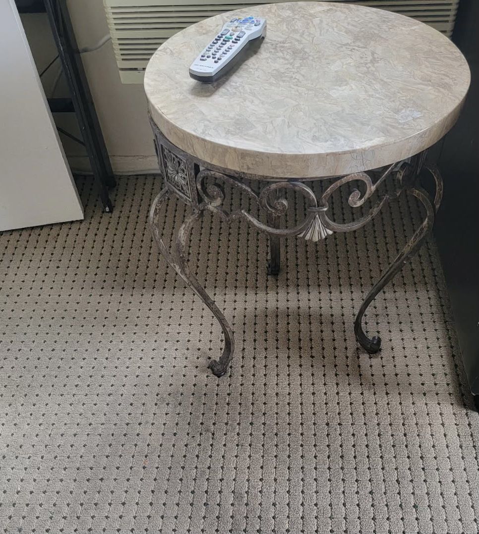 Metal And Stone Side Table