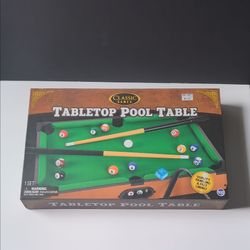 Classic Games Tabletop Pool Table Set with Billiard Balls, Cues, Triangle