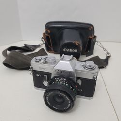 Canon FT QL SLR 35mm Film Camera with Canon Lens FD 35mm F2.8 & Case Japan