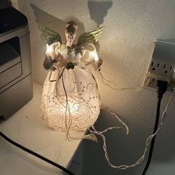 Kurt Adler 12-inch ivory and gold angel tree topper