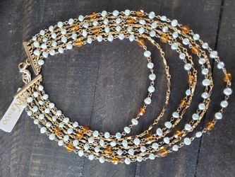 Gold Finished Necklaces With White Beads