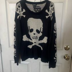 Midnight Hour Skull Pullover Knitted Sweater Size XL