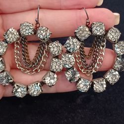 Nordstrom Fishnet Covered Rhinestone Earrings