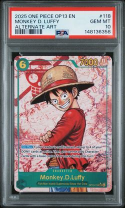 2025 One Piece OP-13 #118 Monkey D. Luffy Alternate Art PSA 10