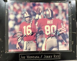 Joe Montana Jerry Rice Autographed Framed Picture