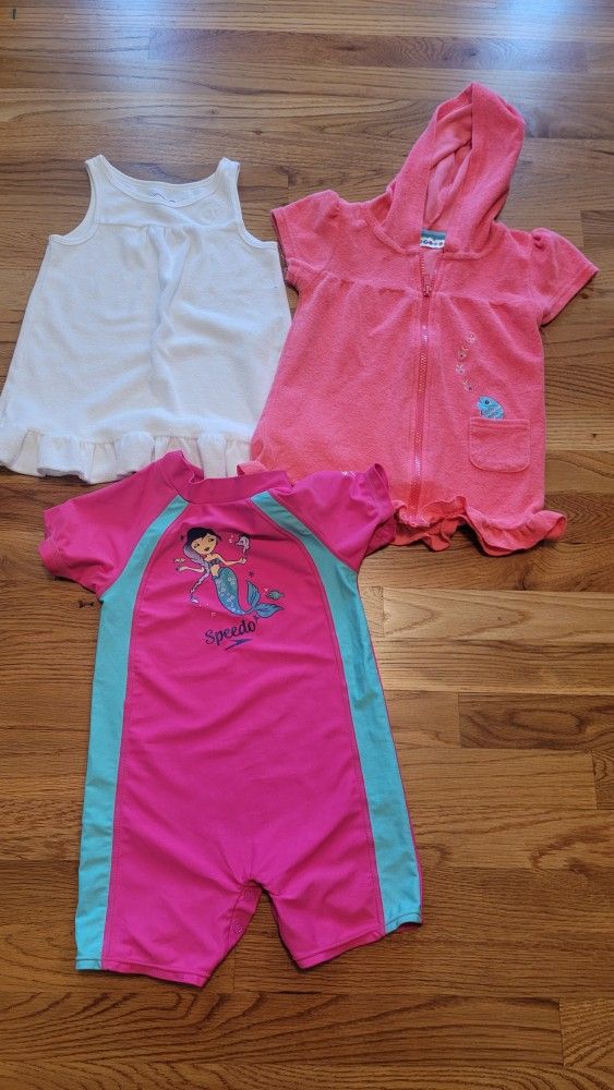 One Piece Bathung Suit And 2 Coverups