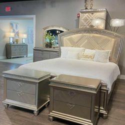 Cristal Gold LED Panel Bedroom Set / Queen and King Bed Frame 2589
