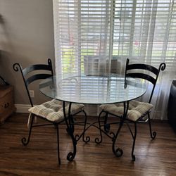 Glass & Wrought Iron Table 