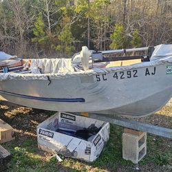 Fishing Bout With Shorelanr trailer. 25 Horse Power Mercury