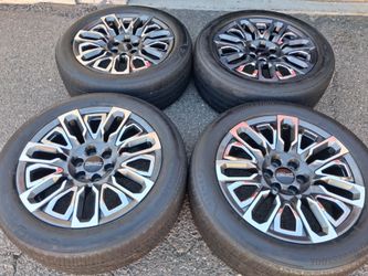 2024 OEM ORIGINAL TAKEOFFS GMC YUKON DENALI ULTIMATE 22 INCH HAVE TPMS SENSORS TIRES BRIDGESTONE ALENZA 50 % $ 1750 FIRM..
