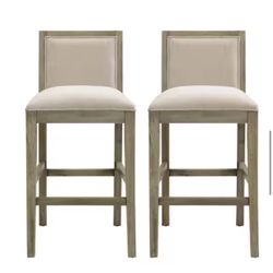 CHRISTOPHER KNIGHT HOME Kyrren 30.5 in. Modern Upholstered and Wood Counter Stools with Cushioned Se