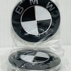 BMW Hood Trunk Emblem Set New Black