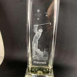 Golfer Laser Etched 3D Crystal Block