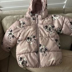 H&M Pink Minnie Mouse Puffer Jacket 3T