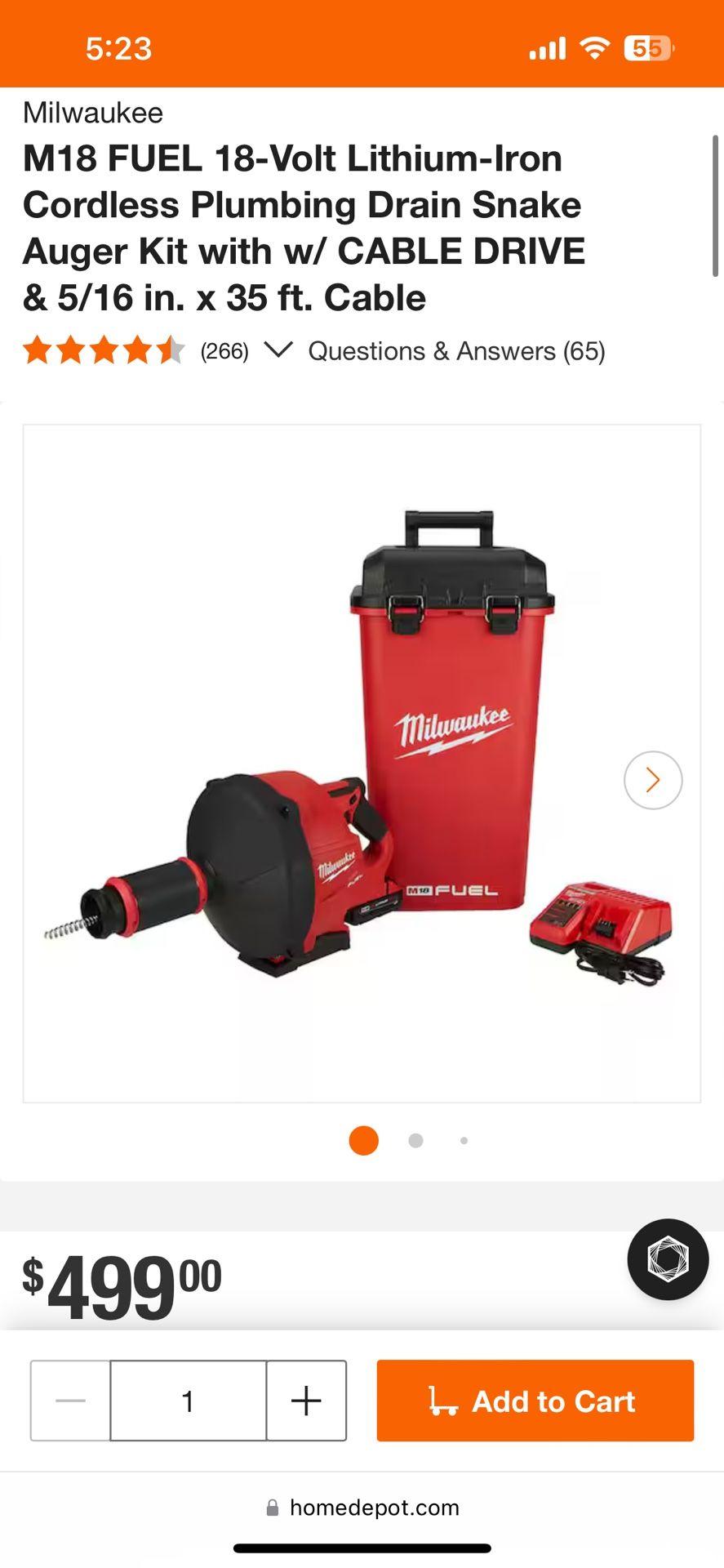 18v Milwaukee Fuel brushless Drain Snake