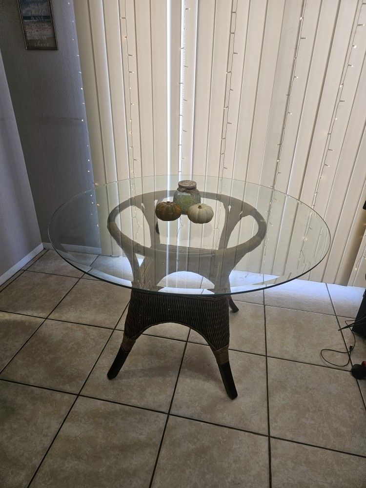 Glass Top Table Good Condition. NO CHAIRS!
