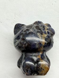 HELLO KITTY!! Crystal Carving - SODALITE – Unique Blue & Orange Inclusions
