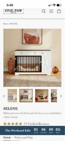 Farmhouse style dog crate and storage