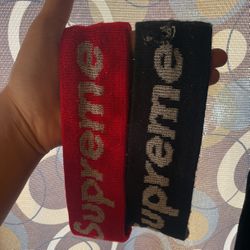 Black And Red Supreme Headbands 