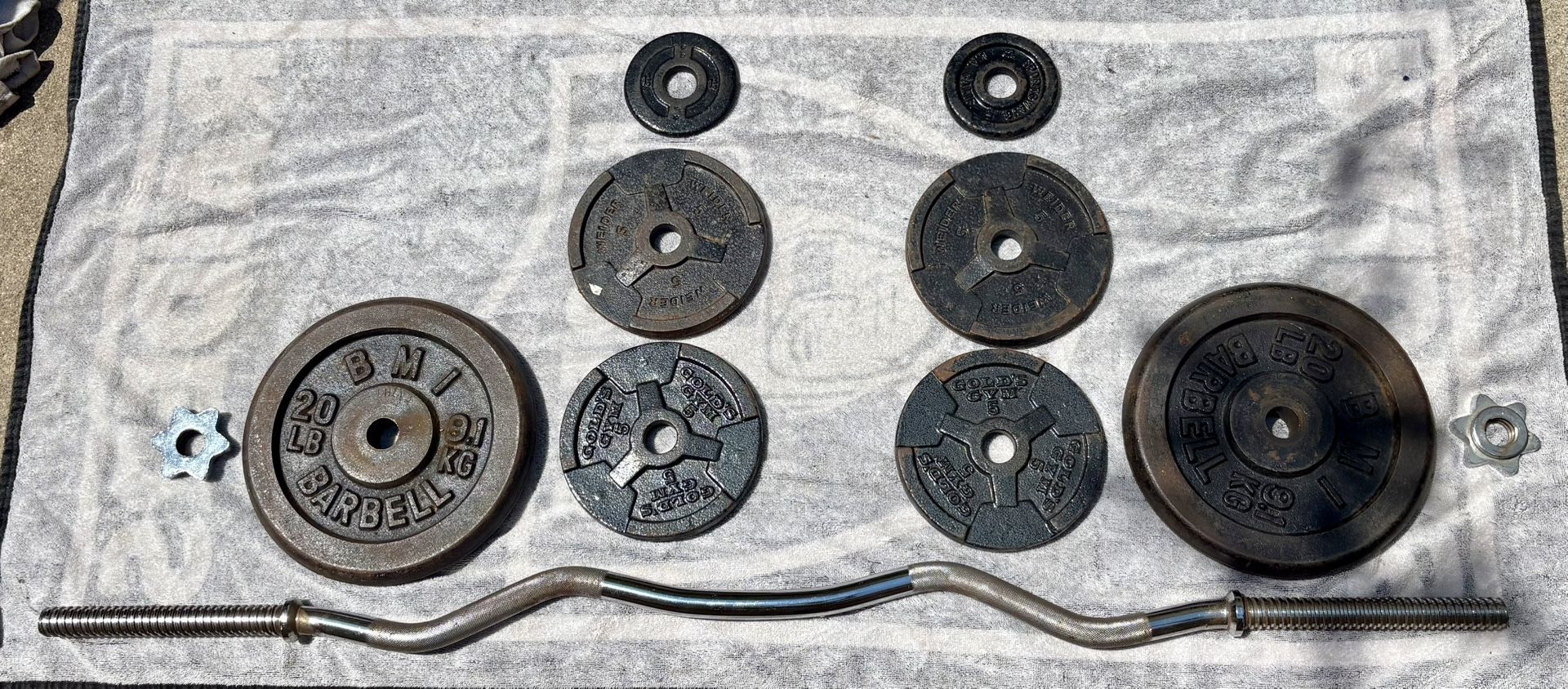 Curl Bar Standard And Cast Iron Weights