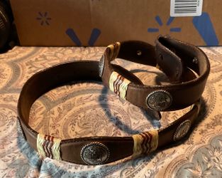 Tony Lama brown leather belt scalloped braided pattern 7279L Up to $100 NOW $20