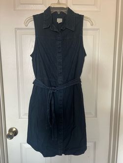 A New Day Dark Wash Denim Sleeveless Shirt Dress