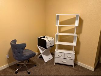Office Chair, Printer Stand, and Book Shelf