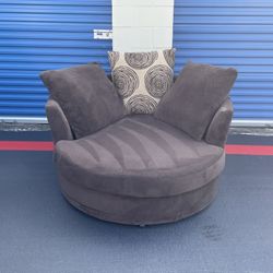 Oversized Round Swivel Accent Chair Sofa Seat Loveseat Couch Brown