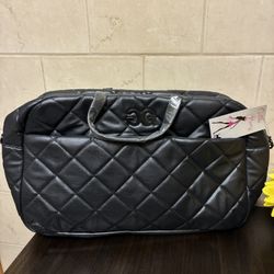 Gilda Paris Quilted Weekender Bag w/Crossbody Strap (also slides over suitcase handle)  - Authentic