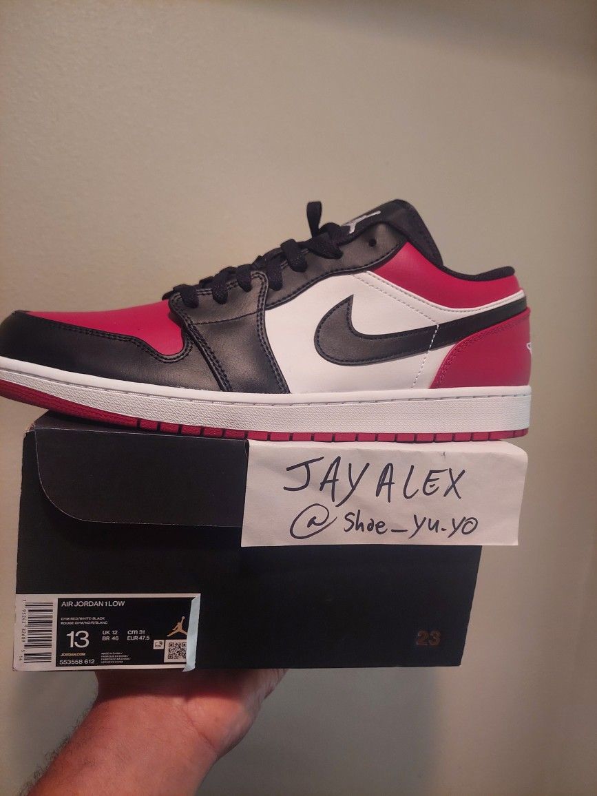 Air Jordan Low Bred Toe Size 13