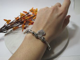 Luxury Bracelet Silver Plating Heart Charm Crystal Beads Bracelets