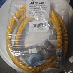 AMI PARTS 72" Flexible Gas Line Kit Yellow Coated, Gas Hose Connector Kit for Dryer, Stove, Water Heater,5/8" OD(1/2" ID) Stainless Steel Gas Line wit