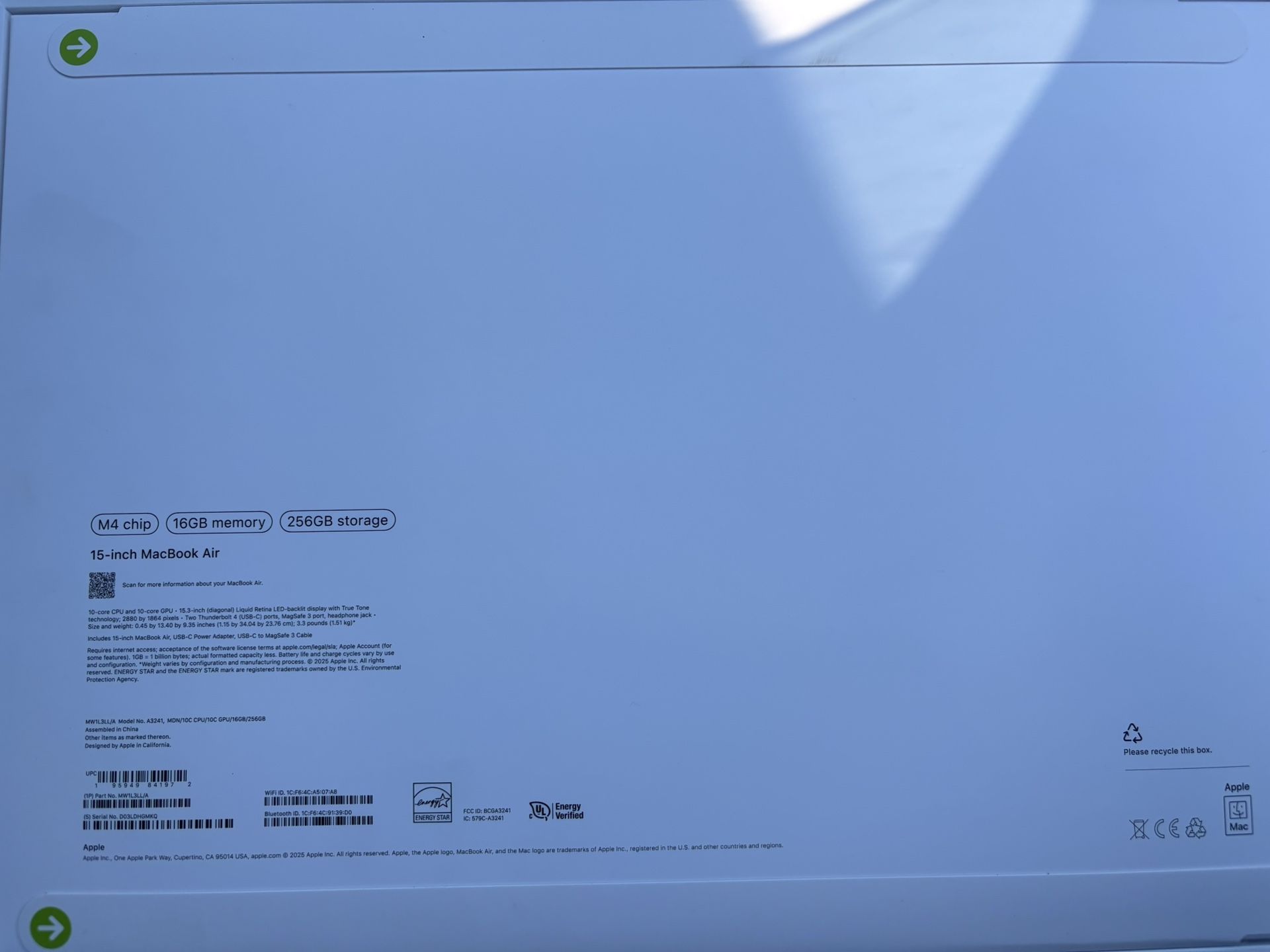 15-inch MACBOOK AIR 256GB