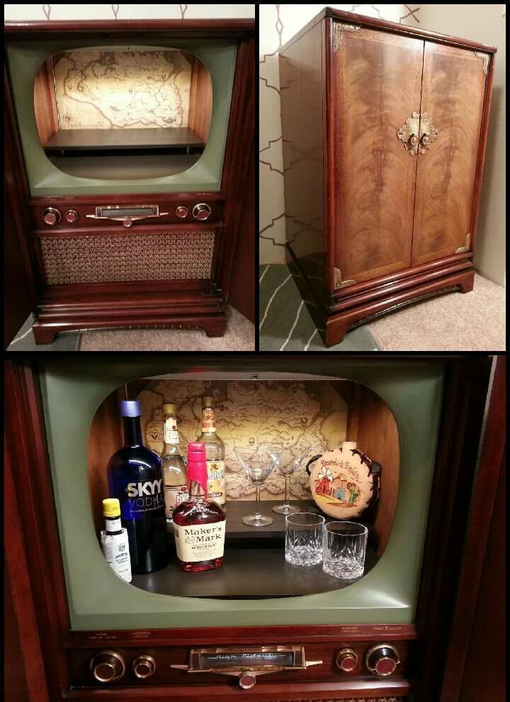 Vintage tv liquor cabinet