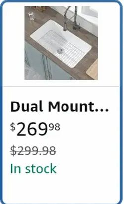 Top Mount or Undermount Kitchen Sink White 32 x 19 Inch,10" High Top Mount Fireclay Sink Drop In Single Bowl, Dual Mount, with Accessory 2 Types, Pure