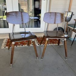 MCM Pair Of Walnut / Metal Chairs