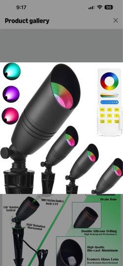 RGB Low Voltage Landscape Lighting, Outdoor Spot Lights with Bulbs 2.4G RF Remote Offline Control, 16 Million Colors + 2700K~6500K Tunable White, IP65