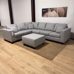 Gray 2-Piece Sectional with Ottoman (Delivery Available)