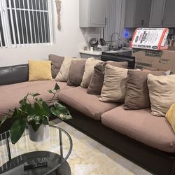 Brown And Tan Sectional