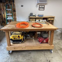 Wood Shop Work Bench &Tools