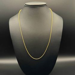 14k solid yellow gold 23” Rope chain Necklace 3.5 grams 1.5mm