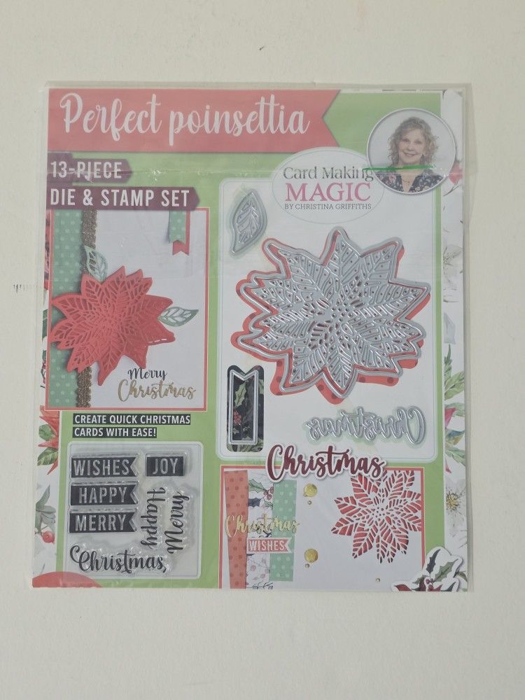 Perfect Poinsettia 13 Die and Stamp Set from Card Making Magic Christina Griffiths