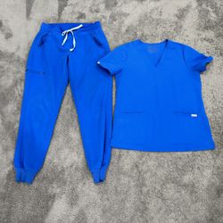 Small FIGS Royal Blue Scrub set