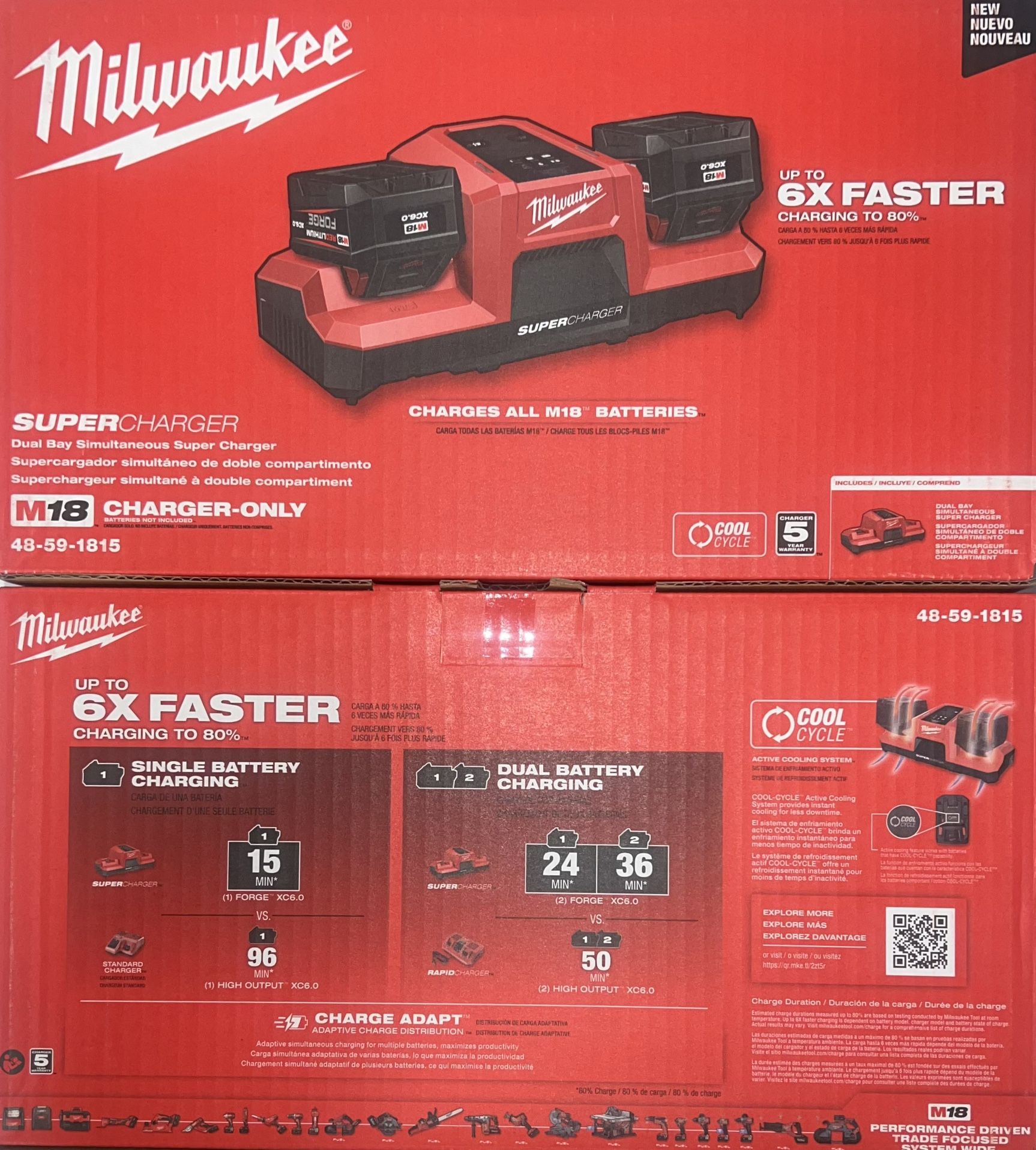 Milwaukee M18 Dual Bay Super Charger Only. No Batteries Included. Model #48-59-1815