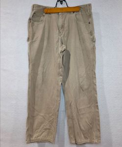 Carhartt Mens Canvas Loose Fit Beige Cargo Pants 36x30 *Damaged Work Pants* A