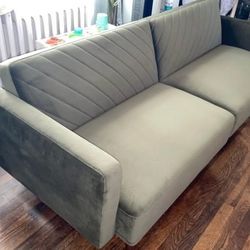 Chloe Futon Sofa Bed, Olive Green Premium Velvet