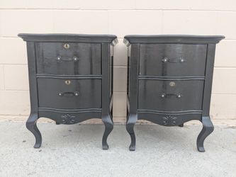 Pair of Black French Provincial Nightstands