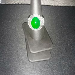 Sterling Silver Jade Sz9 Men's  Ring With Dragon